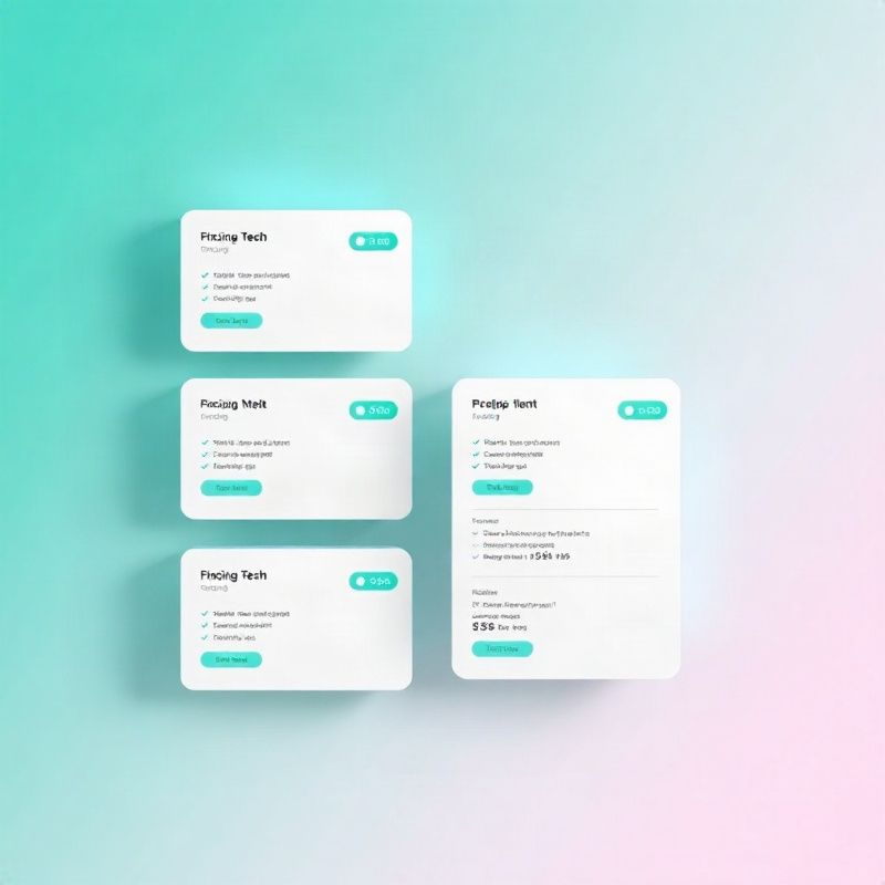 Blocos geométricos em teal representando os planos de preços da Vividllumen